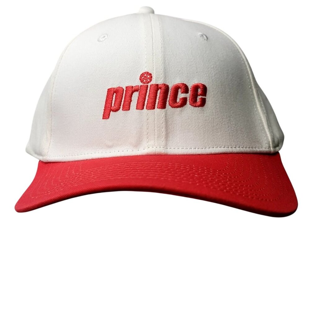 Prince Pickleball White Red Adjustable Cotton Lightweight Baseball Hat Tennis